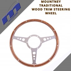 Classic 15" Wood Trim 3 Spoke Car Steering Wheel By Mountney 53FPCWH